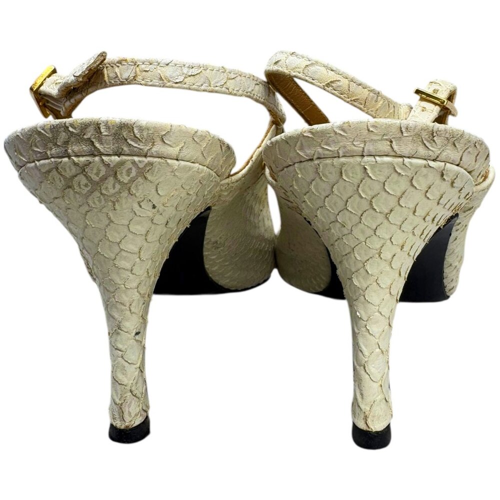 Stuart Weitzman Cream Iridescent Python Embossed … - image 7